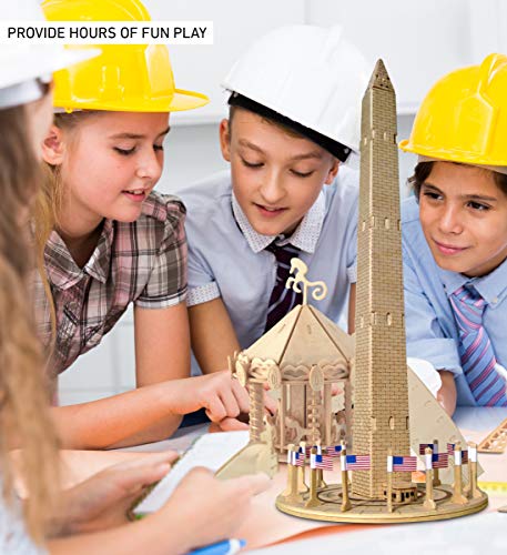 Puzzled 3D Puzzle Washington Monument Wood Craft Construction Model Kit, Educational DIY Wooden Toy Assemble Model Unfinished Crafting Hobby Puzzle Puzzled