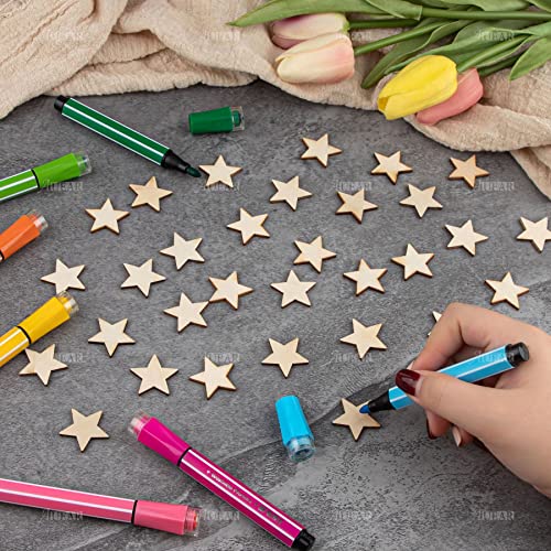 AUEAR, Wood Stars Pieces Cutout Shape Wood Stars Craft for Crafts Arts Sewing DIY Decorating (1 inch, 200 Pack) AUEAR