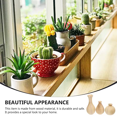 ARTIBETTER Wood Flower Vases Unfinished Blank Wooden Vase Vintage Rustic Flower Vases DIY Craft Accessories for DIY Flower Arrangement 3pcs ARTIBETTER