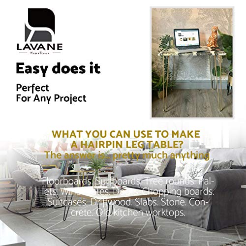 La Vane 6 inch / 15cm Hairpin Table Legs, 4PCS Mid-Century Modern DIY Metal Furniture Legs with Floor Protectors & Screws for Coffee and End Table La Vane