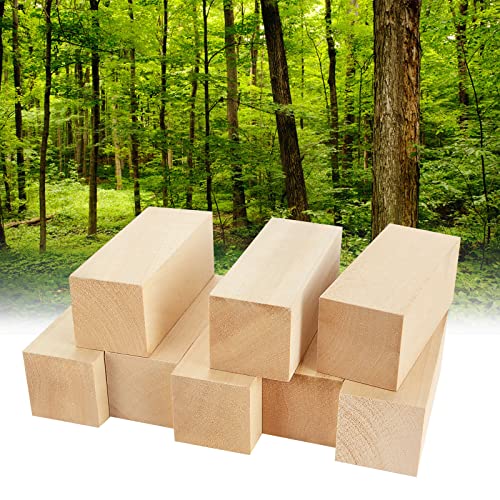 CYEAH 8 PCS Basswood Carving Block, 5 x 2 x 2 Inch Basswood for Wood Carving, Whittling Wood Carving Wood Blocks, Unfinished balsa Wood Blocks for CYEAH