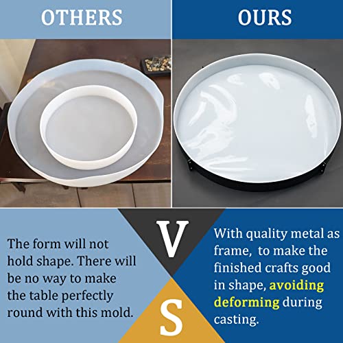 Lallisa 24 Inch Extra Large Resin Table Molds Round Epoxy Resin Molds Set with Metal Frame 3 Hairpin Legs for Table Epoxy Resin Table Mold Epoxy Lallisa