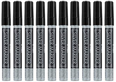 Pilot Silver Metallic Permanent Paint Marker, Extra Fine Point, 10-PACK(41600)