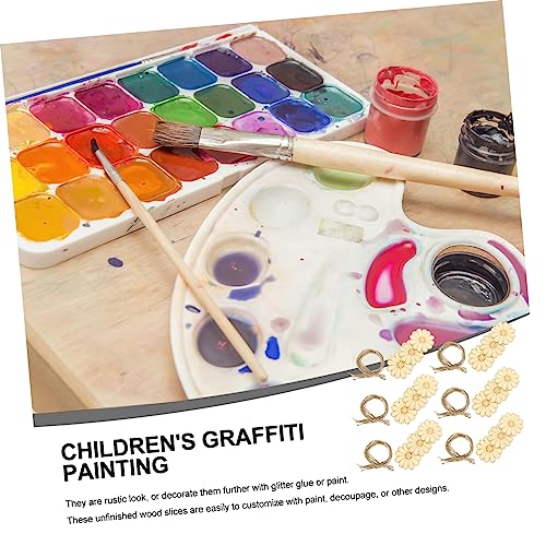 MAGICLULU 150 Sets Unfinished Wooden Cutouts Pendant chip Wooden Plate Home Decorations Pillar Child Crafts Party Supplies Flower Decoration Painted MAGICLULU