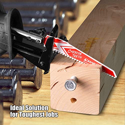 EZARC Carbide Reciprocating Saw Blades 6-Inch, Endurance Sabre Saw Blade Set for Hard Wood and Metal Demolition 6TPI, 3-Pack R656HM EZARC
