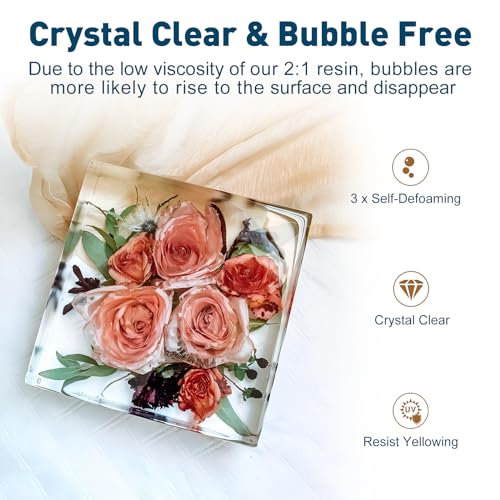 Teexpert Deep Pour Epoxy Resin, 51oz Epoxy Resin Kit for 2-4" Pour Depths, Crystal Clear & High Gloss, Bubble-Free Casting Resin for Flower Teexpert