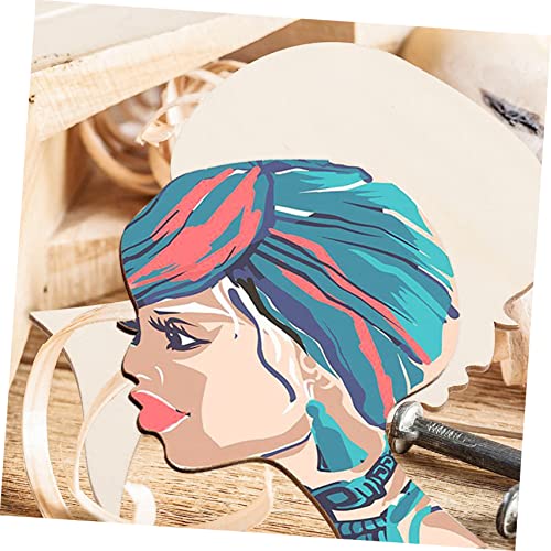 SEWACC 10pcs Painting Wood Chips Wooden Template Head Woman Silhouette Wood Head African Girl Wooden Slices Wood Cutout DIY Wood Cutout Crafts Wood SEWACC