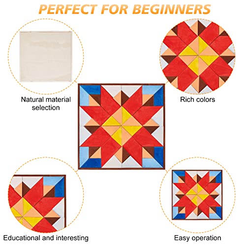 WEBEEDY DIY Barn Quilt Painting Kit Unfinished Wood Barn Quilt Kit Barn Quilt Square Wooden Sign Abstract Geometric Wood Panels Modern Art Bohemian WEBEEDY