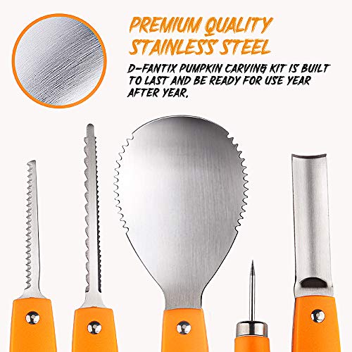 D-FantiX Halloween Pumpkin Carving Kit, 13 Pieces Professional Stainless Steel Pumpkin Carving Tools Kit with Stencils and Carrying Case - Carve D-FantiX