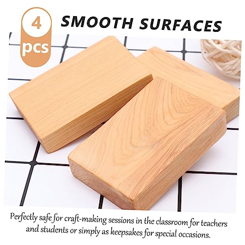 COHEALI 4pcs Carved Wood Block Toy Unfinished Wood Cubes Wood Whittling Kit Basswood Carving Blocks Unfinished Wood Blocks Kid Blocks Kid Craft Small COHEALI