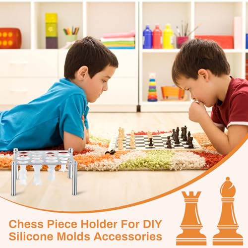 Yaocom 2 Pcs Chess Piece Holder for Casting Chess with 1 Holder and 4 Legs DIY Silicone Molds Accessories for Making Game Kit Set, 6.5 x 6.5 x 3 Yaocom