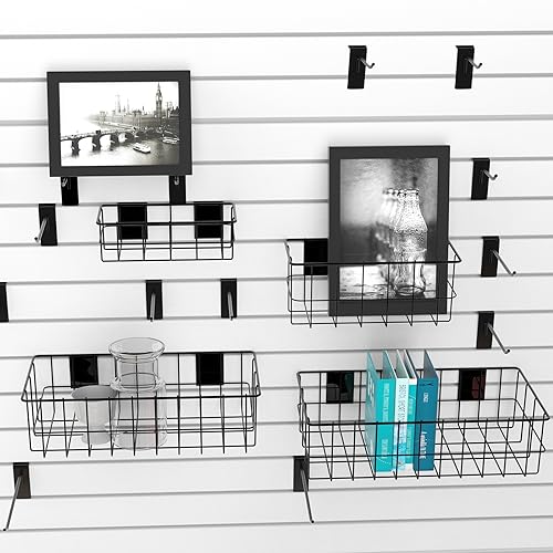 22 Pieces Slatwall Accessories Organizer Kit with Slatwall Hooks, Slatwall Bins, Slatwall Cups, Slatwall Basket, Slatwall Screwdriver Holders for BeapTcely