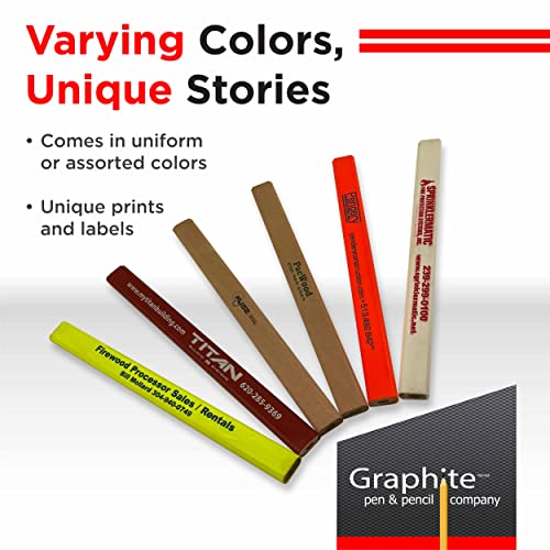GRAPHITE Pen & Pencil Company Misprint Carpenter Pencils | Distressed Bulk Pencils | Construction Pencils | (72) Pieces GRAPHITE