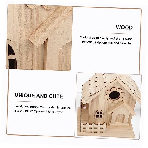 Yardwe 2pcs Creative Bird Nest Decoration Bird House Cage Parrot House Unfinished Wood Birdhouse DIY Wood Birdhouse Resting Place Birds Kids Craft Yardwe