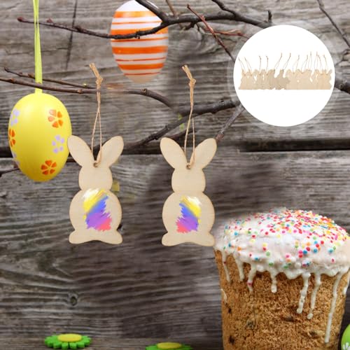 Tofficu 36Pcs Wooden Bunny Cutouts Unfinished Wood Cutouts to Paint Rabbit Wood Slices for Easter Crafts Easter Spring Decorations Tofficu