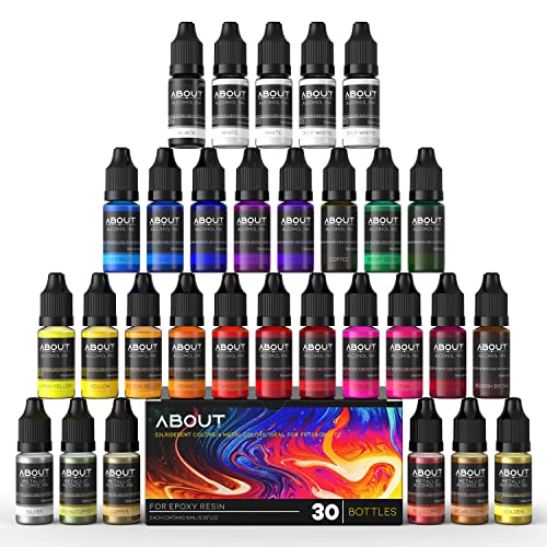 Alcohol Ink Set, 30 Bottles Vibrant Colors Concentrated Alcohol-Based Ink, Metal Dyes, for Resin Petri Dish Making, Epoxy Resin Art, Tumbler Cup About life