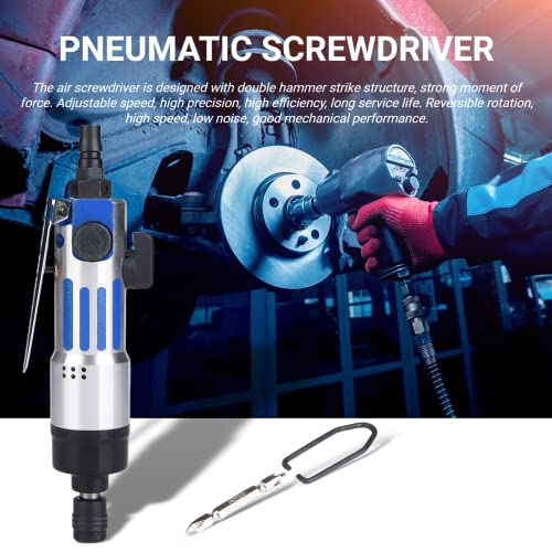 Pneumatic Screwdriver, 1/4" Air Straight Pneumatic Screwdriver with Screwdriver Bit and Hook, 9000rpm Air Screwdriver Mini Power Tool Screw Driver Jectse