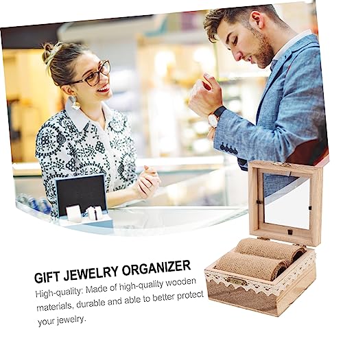 Holibanna Box engagement ring box travel container watch storage case Ring Bearer Cushion Wedding Ring Case unfinished wood necklace ring holder Ring Holibanna