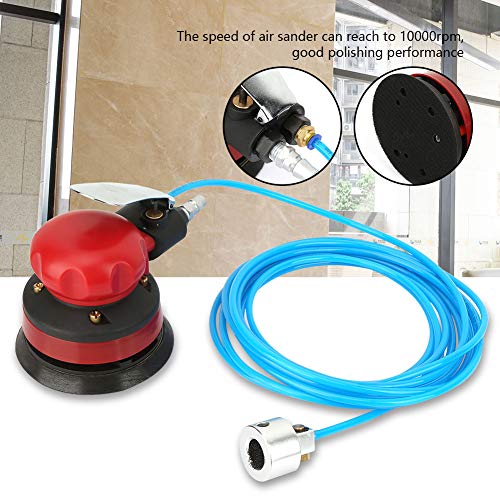 5" Air Random Orbital Palm Sander Powered Wet Orbital Air Palm Sander Pneumatic Portable Handheld 1/4" Inlet Grinding Machine Kit Reminnbor