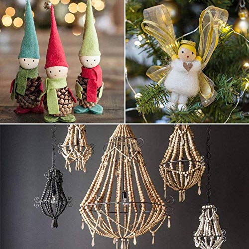 PH PandaHall 500pcs 10mm Wooden Beads, Natural Round Wood Beads Xmas Beads Unfinished Loose Beads Wood Ball Spacer Beads for Macrame Garland PH PandaHall