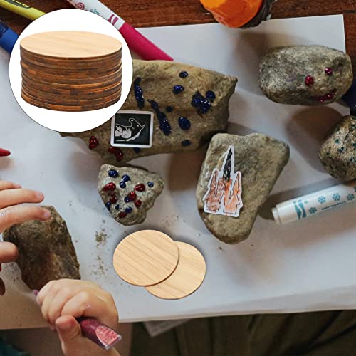 Operitacx 15pcs Round Bamboo Unfinished Wood Circle Unfinished Round Discs Spring Wooden Cutout Unfinished Bamboo Chips Christmas Toys Kid Toys Operitacx