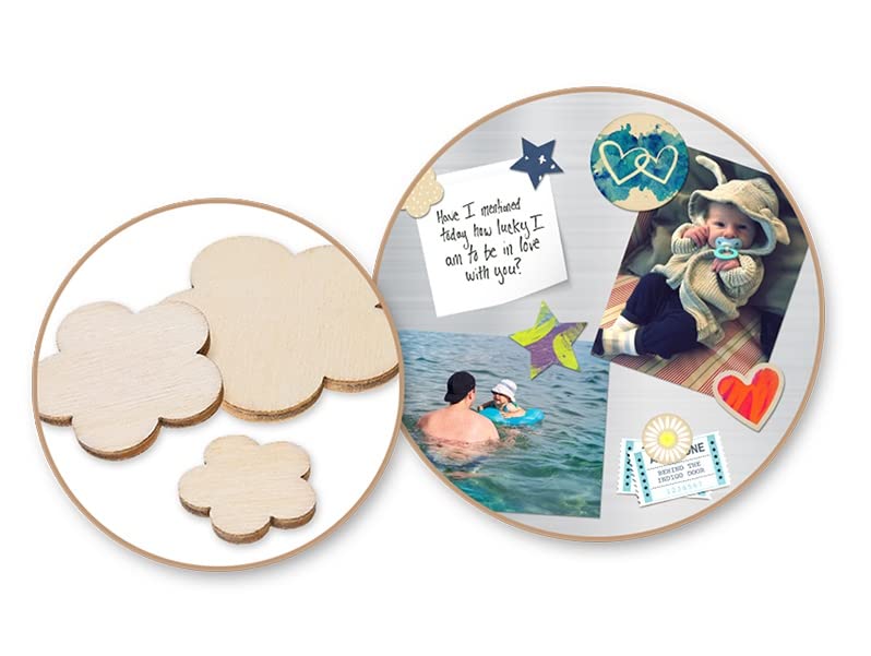 CraftMedley Wood Flower Cutouts - Mini Wood Bit Shapes - 60 Piece, Brown, CW308C CraftMedley