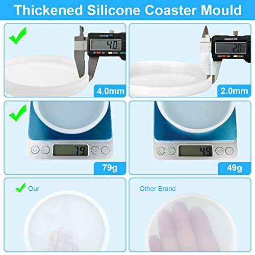 2 PCS Thickened Coaster Resin Molds, Coaster Silicone Molds for Epoxy Resin, Coaster Molds for Resin Casting, Epoxy Resin Molds for DIY Resin Sjubaopen