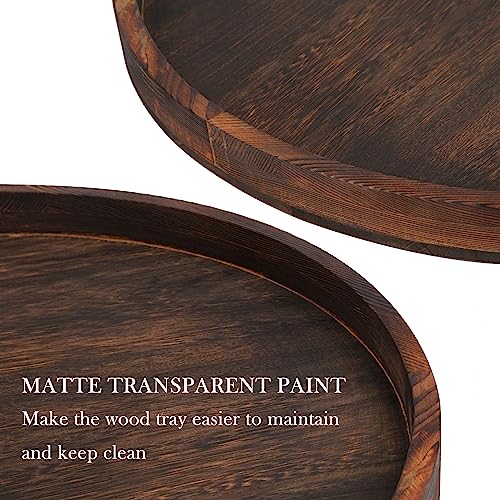 Gurfuy Extra Large Round Ottoman Table Tray 24" - Rustic Wooden Serving Tray for Farmhouse Decorative Oversized Coffee Table Trays Living Room Gurfuy