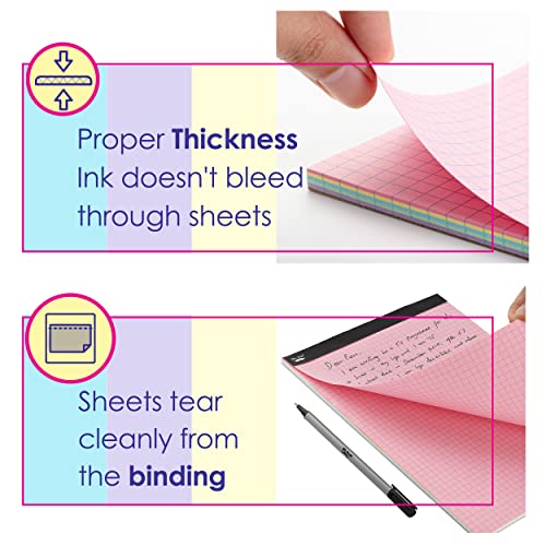 Mr. Pen- Pastel Graph Paper, 1 Pad, 11"x8.5", 4x4 (4 Squares Per Inch), Pastel Colors, 50 Sheets, Grid Paper, Graphing Paper, Graph Paper Pad, Grid Mr. Pen