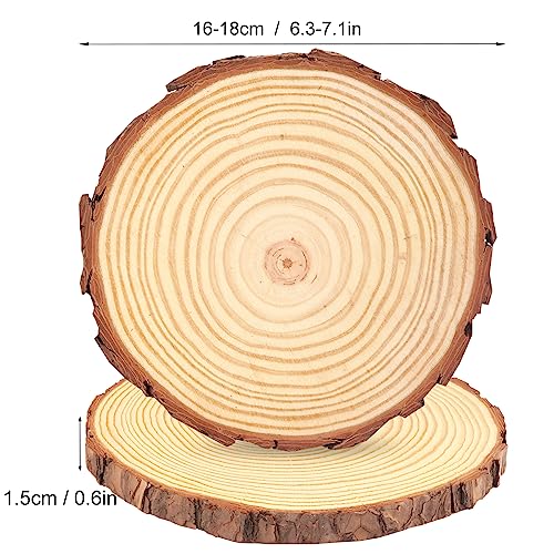 11 PCS 6.3-7.1 Inch Natural Wood Slices, Unfinished Pine Wood Circles with Barks for Coasters, DIY Crafts, Christmas Rustic Wedding Ornaments and GNIEMCKIN