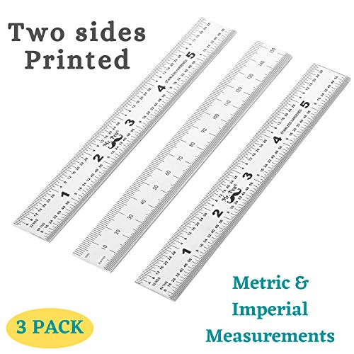 Mr. Pen- Machinist Ruler, Ruler 6 inch, 3 Pack, mm Ruler, Metric Ruler, Millimeter Ruler, (1/64, 1/32, mm and .5 mm), Metal Ruler 6 inch, Precision Mr. Pen