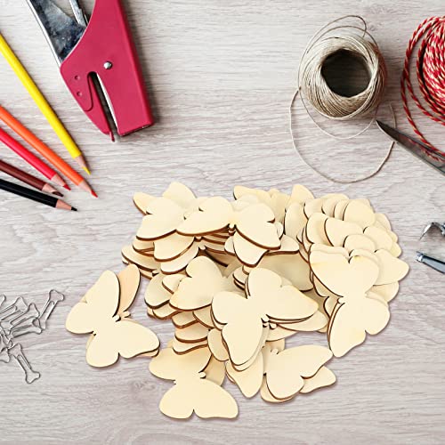 TINKSKY 50pcs Wooden Butterfly Shapes Craft Blank, Natural Unfinished Cutout Shape Wooden Butterfly, Christmas, Wedding, Guestbook, Decoupage Family TINKSKY