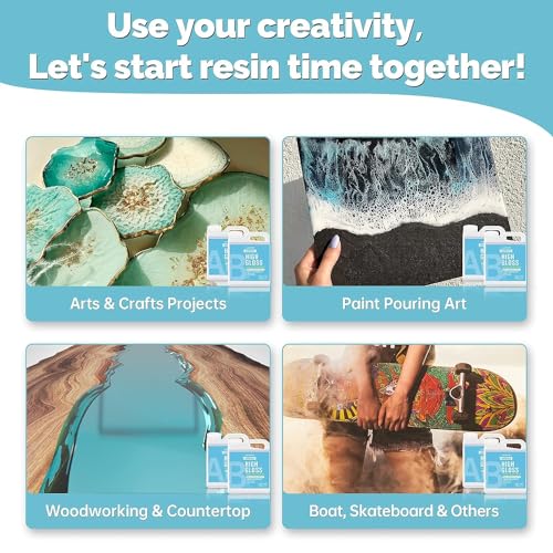 Crystal Clear Epoxy Resin Kit 72oz, No Bubble No Yellowing for River Table Tops, Art Resin Painting Casting and Coating, Jewelry, DIY Gifts, Tumblers JANCHUN