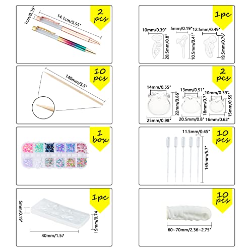 OLYCRAFT 55PCS Miniature Koi Fish Mold Ballpoint Pens Shaker, Glass Goldfish Bowl, Pearl, Mushroom Botanical Terrarium Craft Set for Resin Craft OLYCRAFT