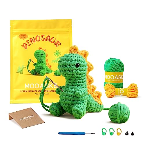  ZMAAGG Crochet Kit for Beginners, Crochet Animal Kit, Beginner  Crochet Starter Kit, Knitting Kit with Yarn, Step-by-Step Instructions  Video, Dinosaur Crochet Kit for Adults