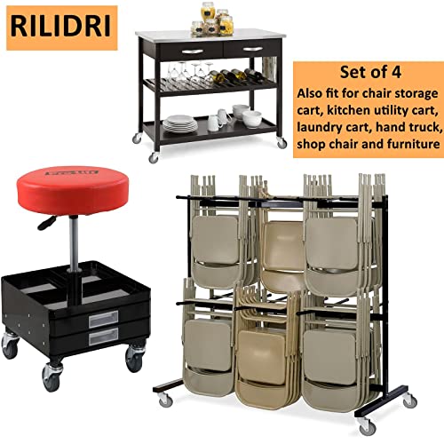 RILIDRI 3-Inch Swivel Stem Caster, 7/16-Inch Stem Diameter Rubber Wheel, Heavy Duty TPR Replacement Wheels for Rubbermaid Mop Bucket Cart Grill RILIDRI