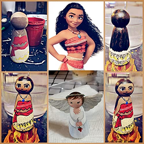 HOIGON 30 PCS 3.5 Inch Wooden Peg Dolls, 90mm Unfinished Angel Girl Wooden Peg Doll People, Wooden Figures Peg Doll Body for Crafts, Wedding, Cake HOIGON