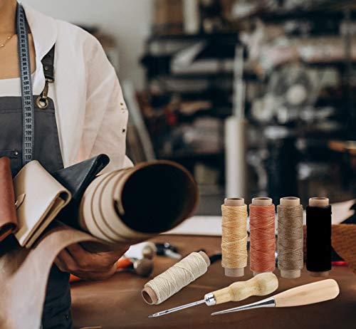 ilauke Leather Sewing Kit 31Pcs Waxed Thread Leather Repair Kit with Sewing Awl Upholstery Leather Working Tools&Supplies Leather Stitching for DIY ilauke