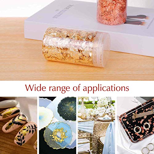 Gold Flakes for Resin, Shynek 3 Grams Gold Foil Flakes Imitation Metallic Leaf Flakes for Resin Jewelry Making, Nails, Painting, Crafts, Slime (Gold, shynek