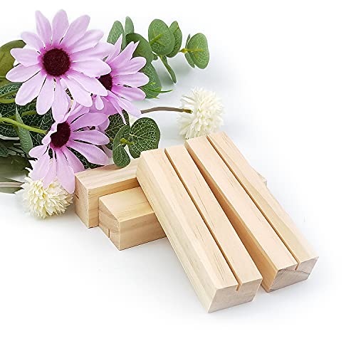 HZLHZYY 20 Pack Wood Sign Holder Wood Block Stand Holder Wooden Menu Stand Holder Photo Stand Place Card Holder Picture Table Display Stand Small HZLHZYY