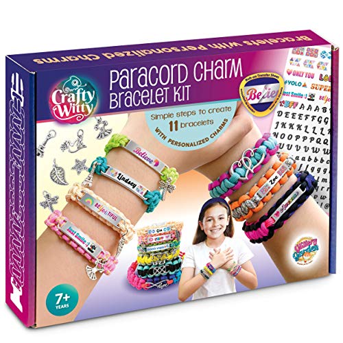 Paracord Bracelet Making Kit with Charms - Art & Craft Gift for Girls Age 8 9 10 11 12 & Teens 13 14 year old. Make Your Own Friendship & Fashion Glittery Garden