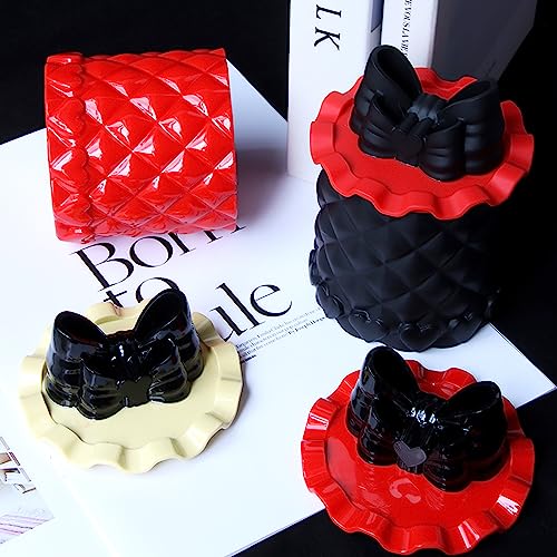 DIYcraft Resin Molds Silicone Mold, Lotus Leaf Storage Box Epoxy Mold Bow Knot Storage Box Decoration Craft Making (Mirror Style Small) DIYcraft