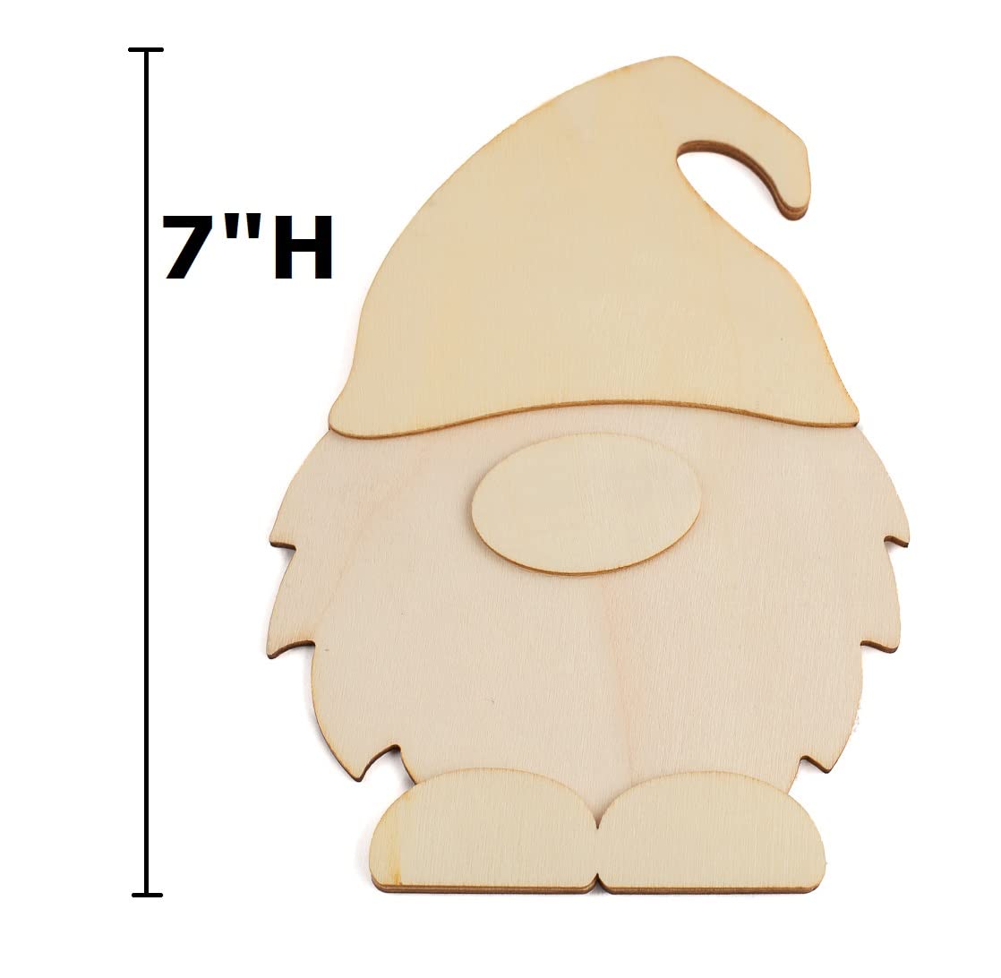 Pack of 8 Unfinished Wood Layered Gnome Cutouts by Factory Direct Craft - Wooden Tomte Gnome Shapes for Christmas DIY Craft Projects and Holiday Factory Direct Craft