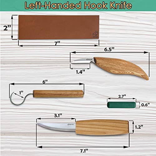 BeaverCraft S13L Wood Carving Tools Set for Spoon Carving 3 Knives in Tools Roll Leather Strop and Polishing Compound Hook Sloyd Detail Knife BeaverCraft