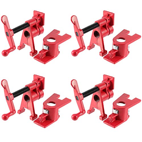 ZEONHAK 4 Pack 3/4 Inches Pipe Clamp, Wood Gluing Pipe Clamp Set, Heavy Duty Woodworking Cast Iron Clamp for Metalworking, Woodworking and Frame ZEONHAK