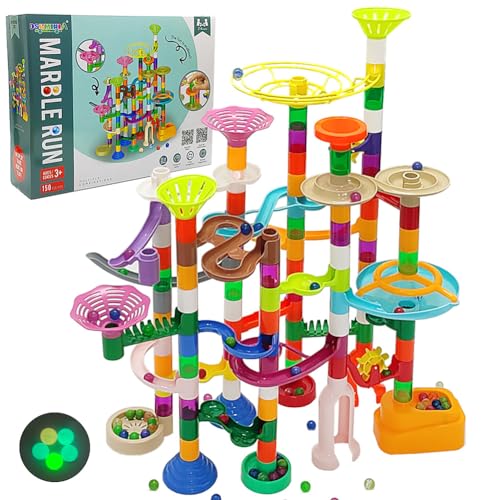 DSHMIXIA Marble Run for Kids Ages 4-8-12 150pcs Sturdy Building Toys Kids Games Marbles Run Track Amazing Fun Boys Girls Gifts (Standard) DSHMIXIA