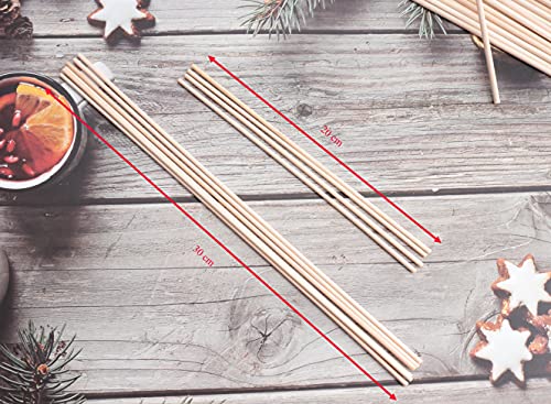 Ruwado 60 Pcs 8 Inch Wooden Dowel Rods Natural Unfinished Wood Hardwood Sticks for Crafting Project DIY Home Decoration Photo Painting Props Cake Ruwado