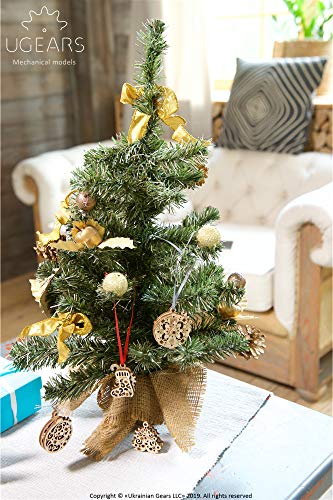 UGEARS 70043 U-Fidgets Happy New Gear Puzzle Pieces Set with 4 Models Anti-Stress 3D Puzzle Self Assembly Kit 4 Mini Miniature Model Mechanical UGears