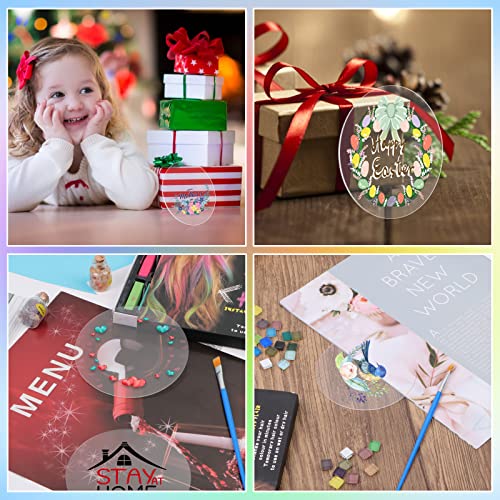 50PCS Clear Circle Acrylic, 4 Inch Acrylic Circle Blanks Round Sheet Disc for Milestone Markers, Name Cards, Cricut Cutting and Engraving, Painting Thrseely