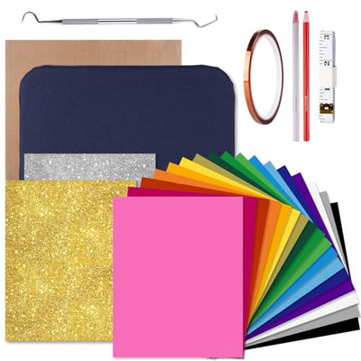 GO2CRAFT Ultimate Heat Press Accessories for Cricut Easy Press, Perfect Transfer Bundle with Vinyl Bundle, Double-Fabric Heat Press Mat, Teflon